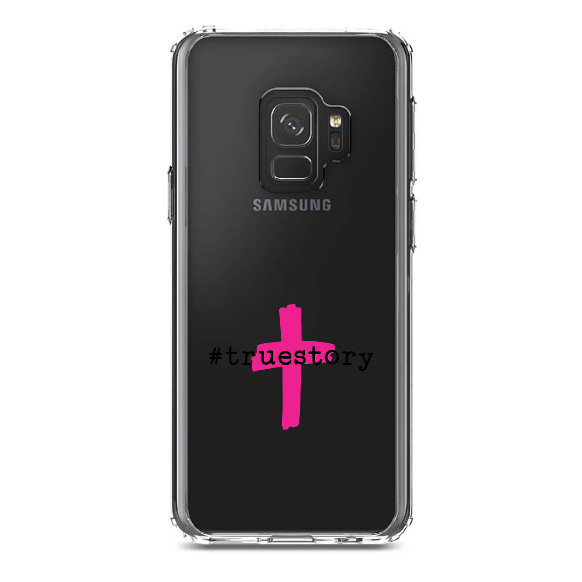 #truestory, Cross, Christian, Hot Pink Clear Shockproof iPhone Case, view 19