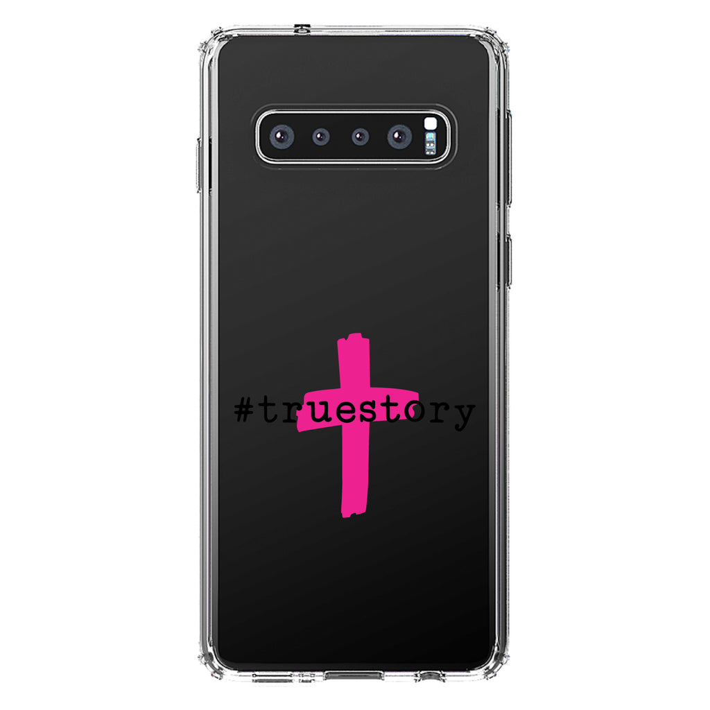 #truestory, Cross, Christian, Hot Pink Clear Shockproof iPhone Case, view 16