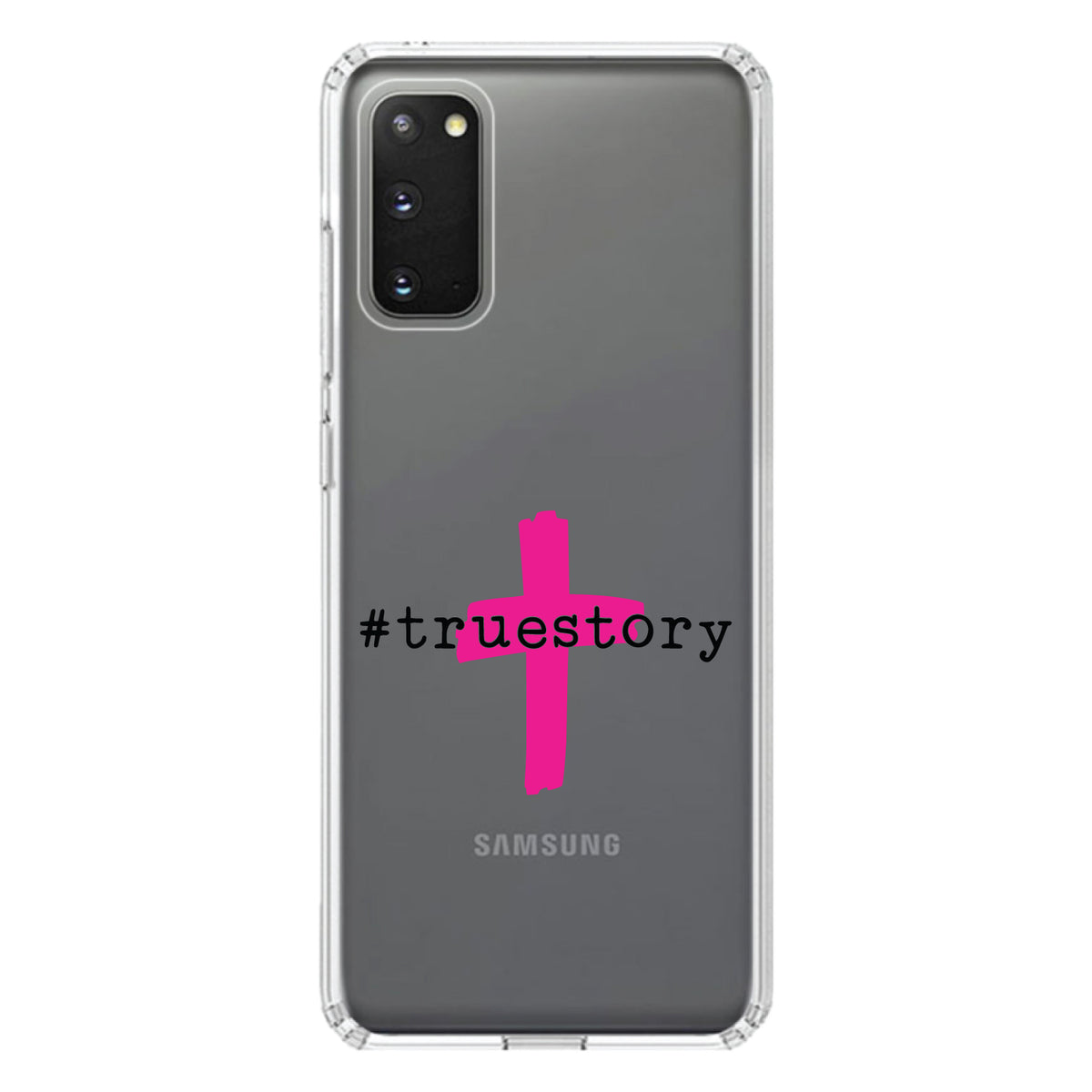 #truestory, Cross, Christian, Hot Pink Clear Shockproof iPhone Case, view 15