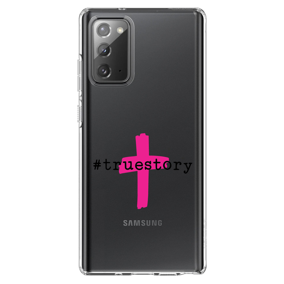 #truestory, Cross, Christian, Hot Pink Clear Shockproof iPhone Case, view 7