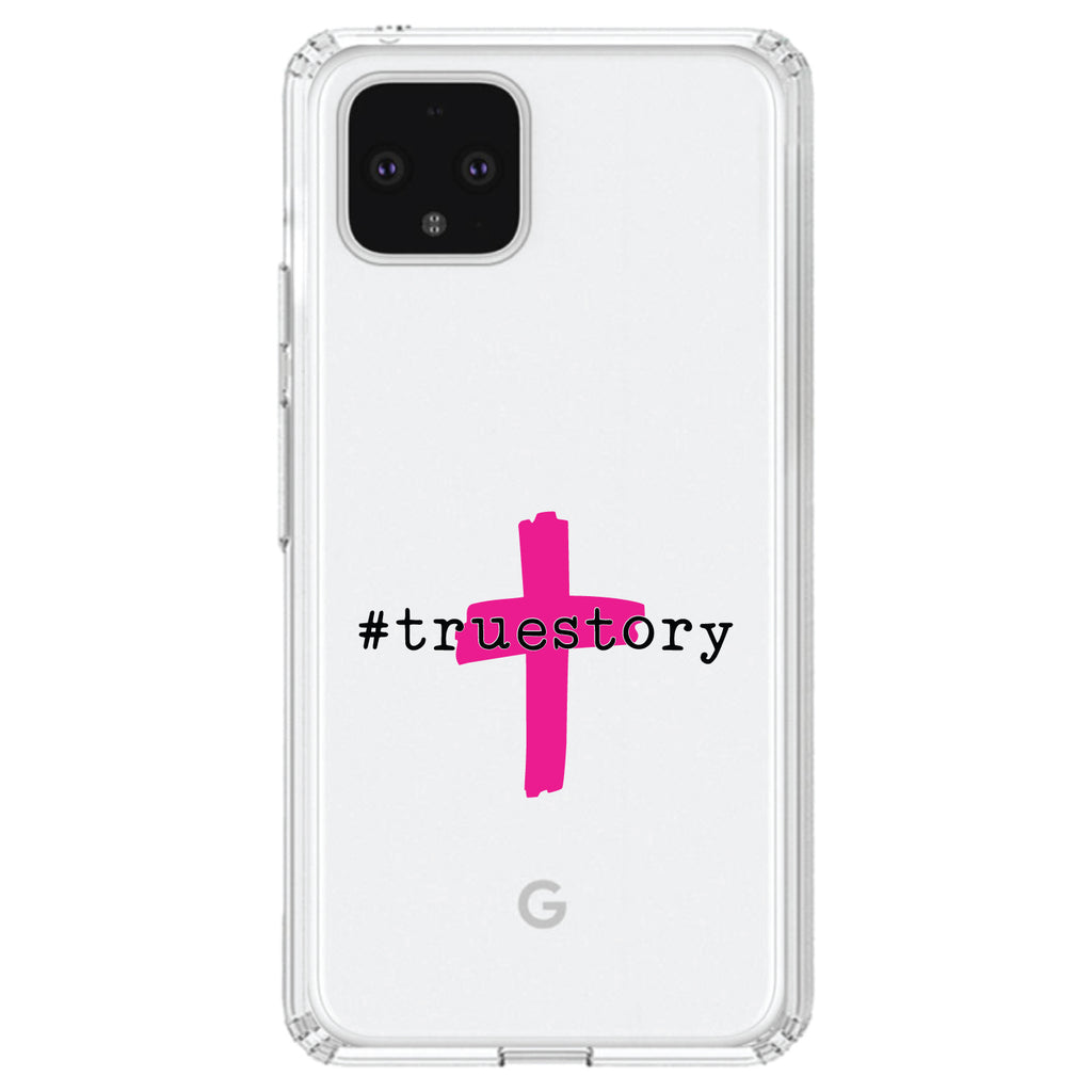 #truestory, Cross, Christian, Hot Pink Clear Shockproof iPhone Case, view 23
