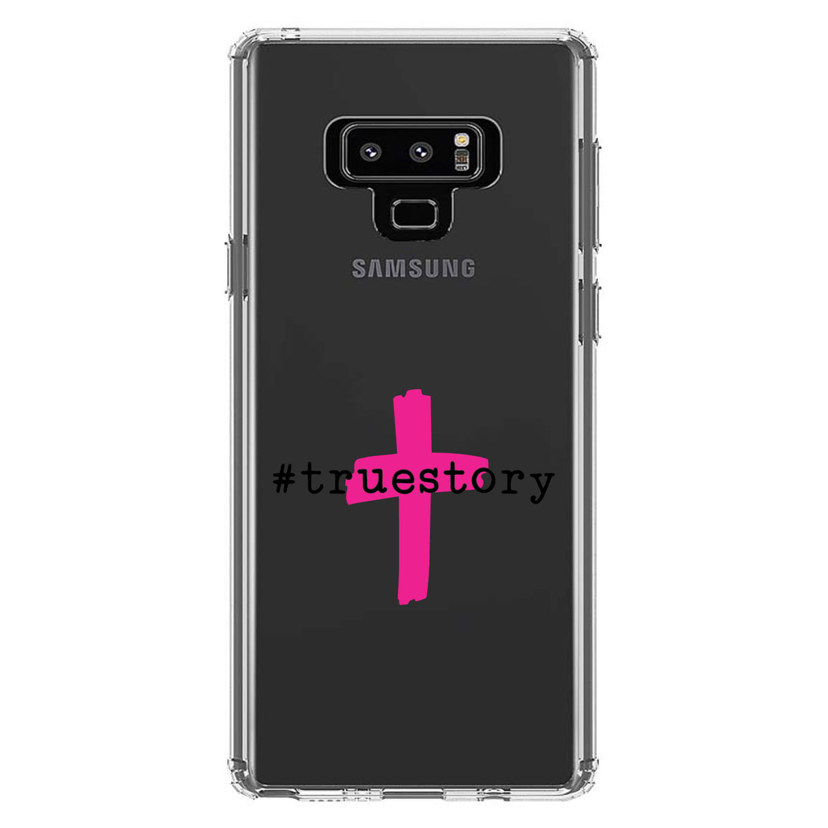 #truestory, Cross, Christian, Hot Pink Clear Shockproof iPhone Case, view 11