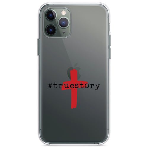 #truestory, Cross, Christian, Red Clear Shockproof iPhone Case
