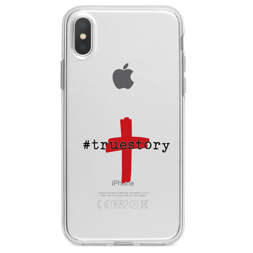 #truestory, Cross, Christian, Red Clear Shockproof iPhone Case, view 2