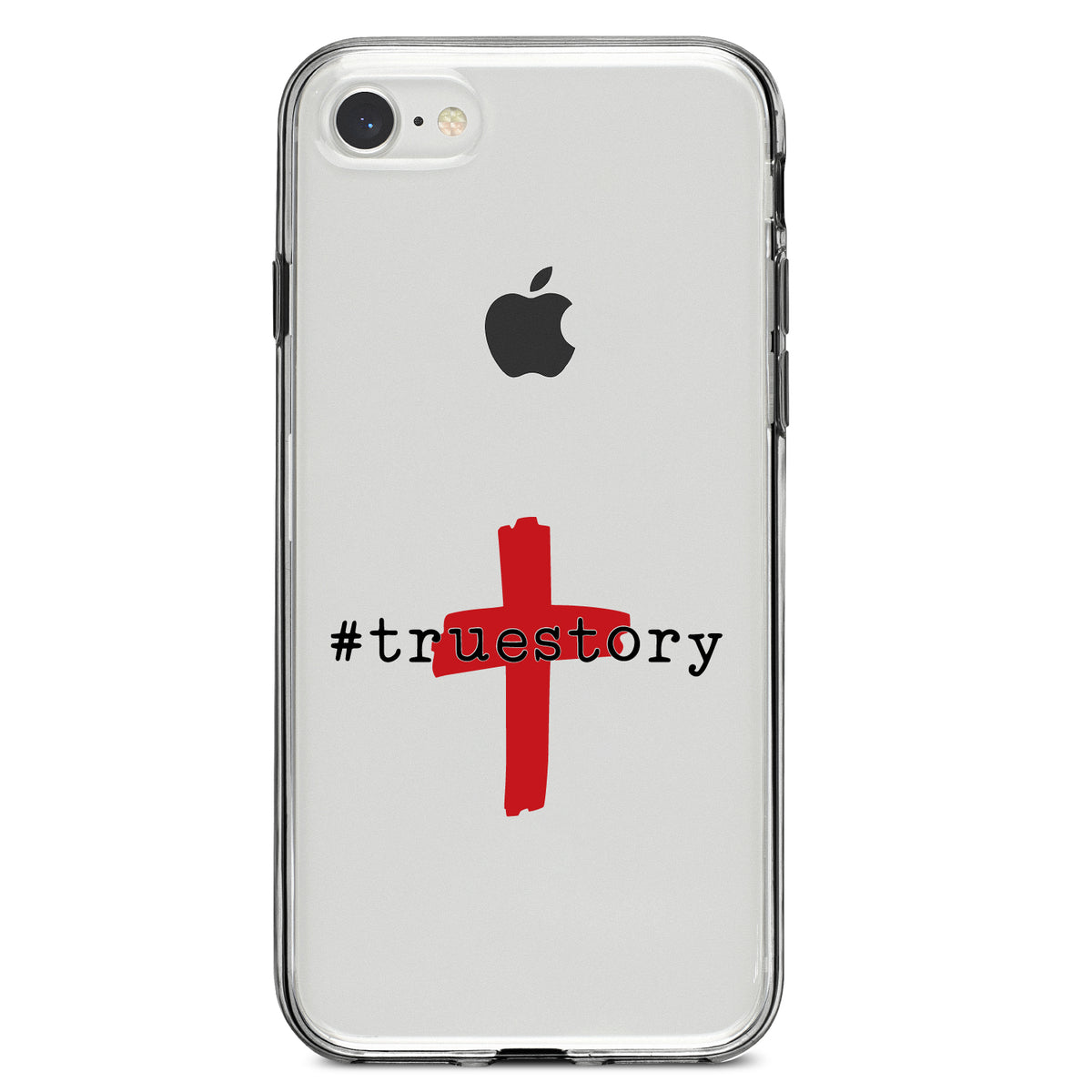 #truestory, Cross, Christian, Red Clear Shockproof iPhone Case, view 5