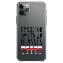 DistinctInk® Clear Shockproof Hybrid Case for Apple iPhone / Samsung Galaxy / Google Pixel - My Doctors Says I Need Glasses - Wine