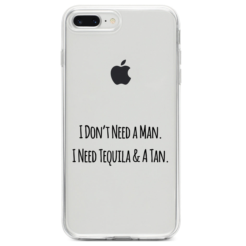 Don't Need A Man. Need Tequila & Tan Clear Shockproof iPhone Case, view 6