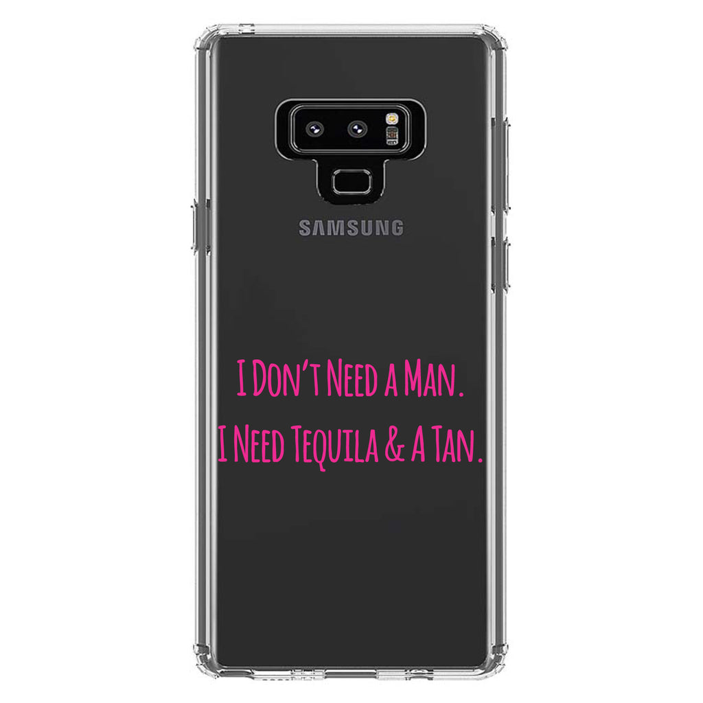 Don't Need A Man. Need Tequila & Tan, Pink Clear Shockproof iPhone Case, view 11