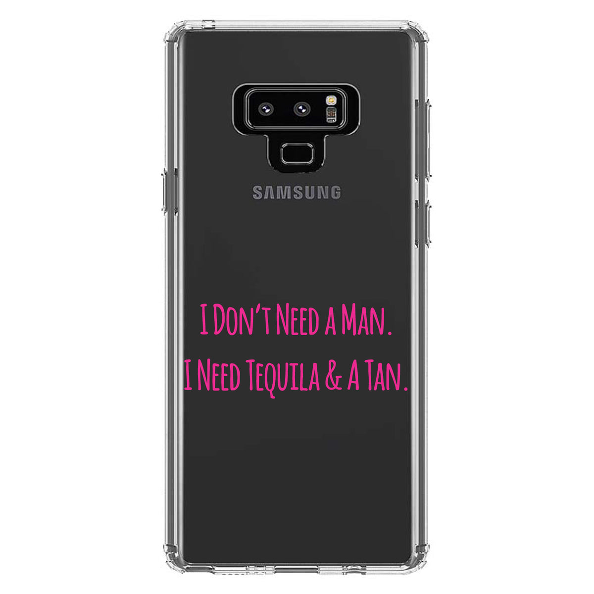 Don't Need A Man. Need Tequila & Tan, Pink Clear Shockproof iPhone Case, view 11