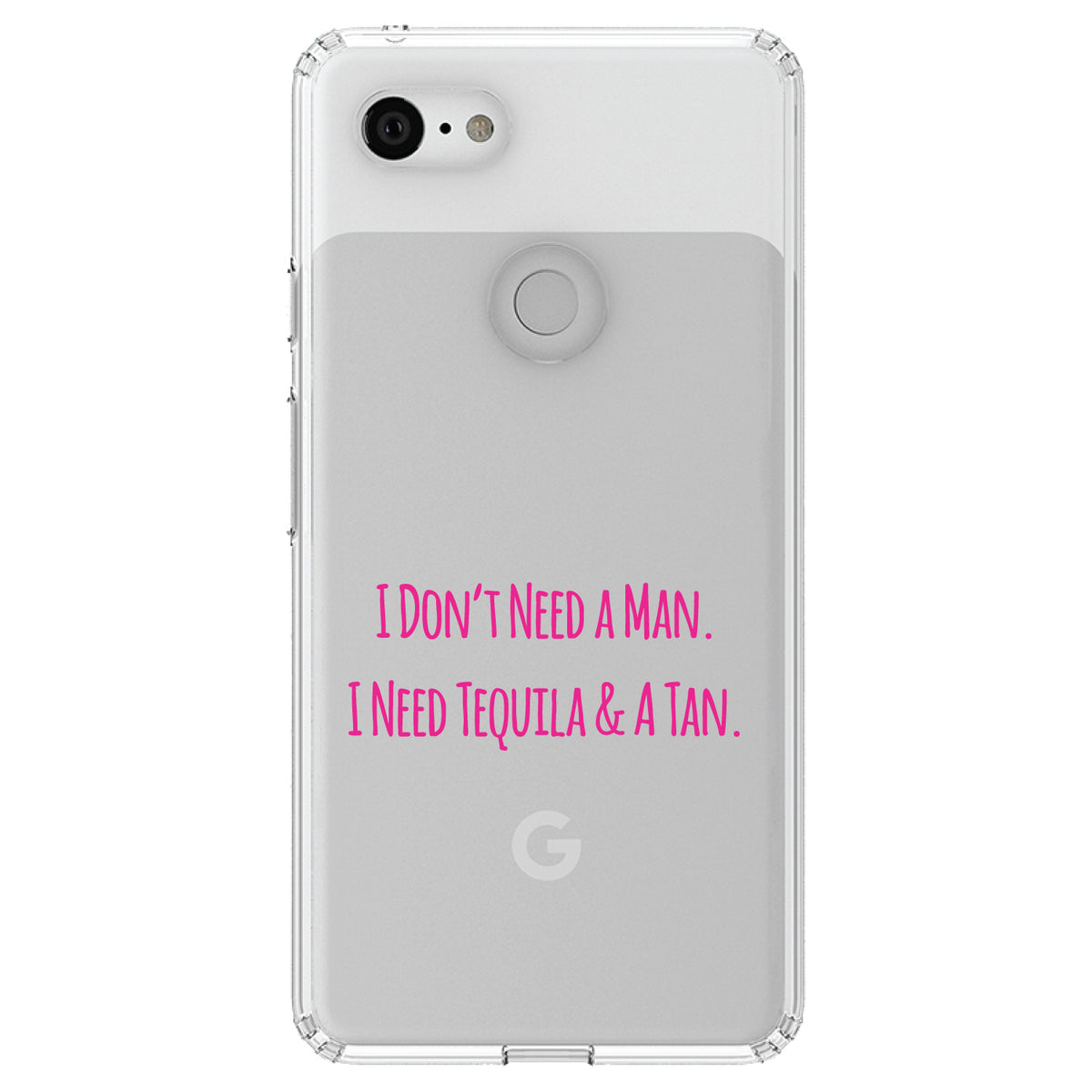 Don't Need A Man. Need Tequila & Tan, Pink Clear Shockproof iPhone Case, view 22