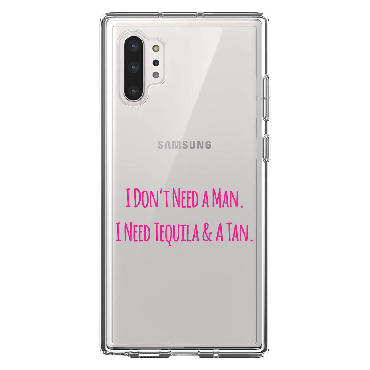 Don't Need A Man. Need Tequila & Tan, Pink Clear Shockproof iPhone Case, view 10