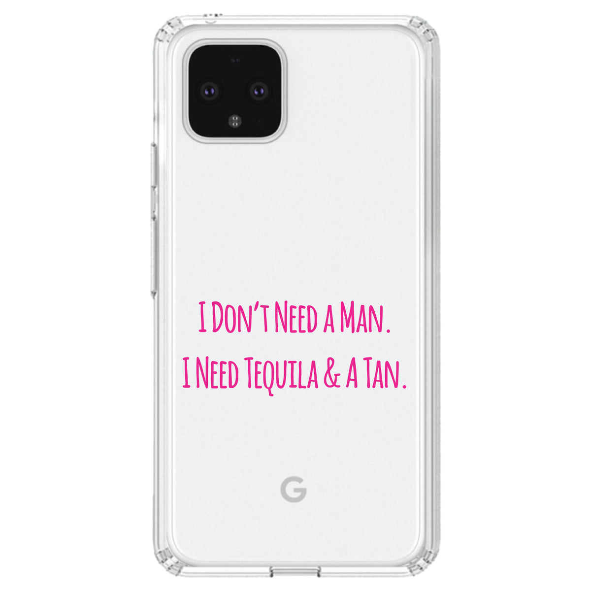Don't Need A Man. Need Tequila & Tan, Pink Clear Shockproof iPhone Case, view 24