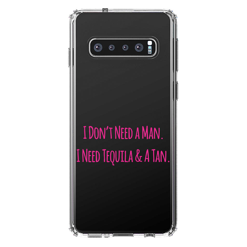 Don't Need A Man. Need Tequila & Tan, Pink Clear Shockproof iPhone Case, view 16