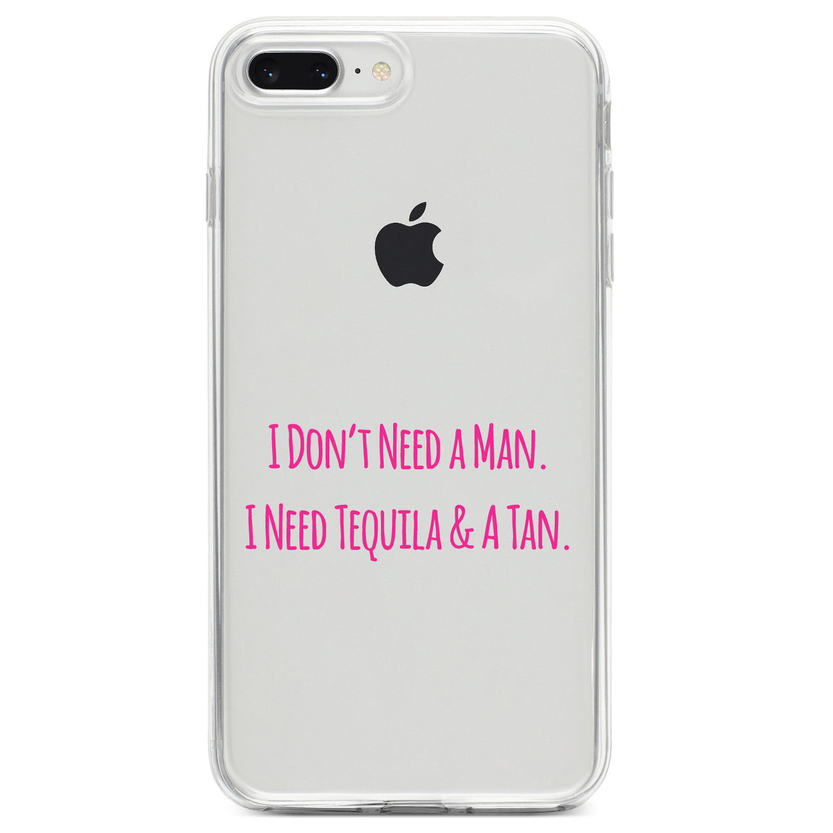 Don't Need A Man. Need Tequila & Tan, Pink Clear Shockproof iPhone Case, view 6