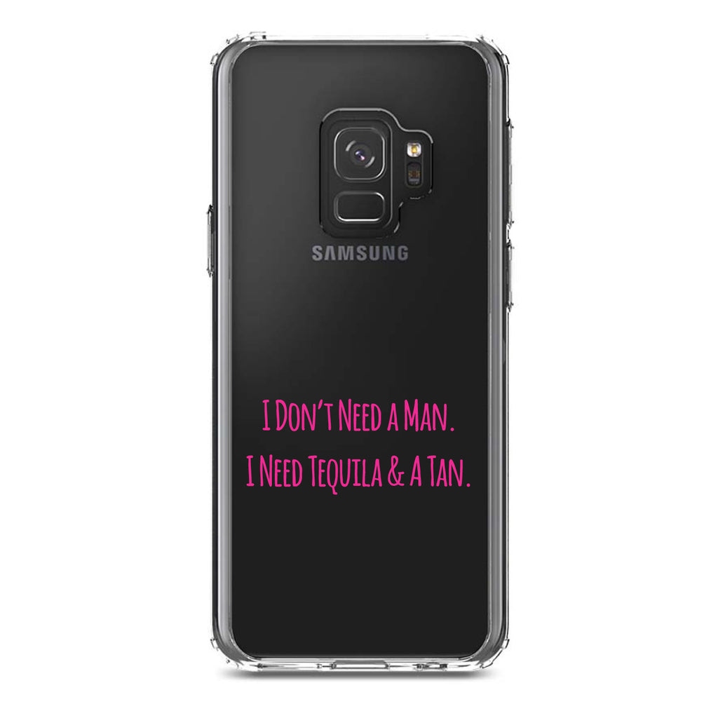Don't Need A Man. Need Tequila & Tan, Pink Clear Shockproof iPhone Case, view 19
