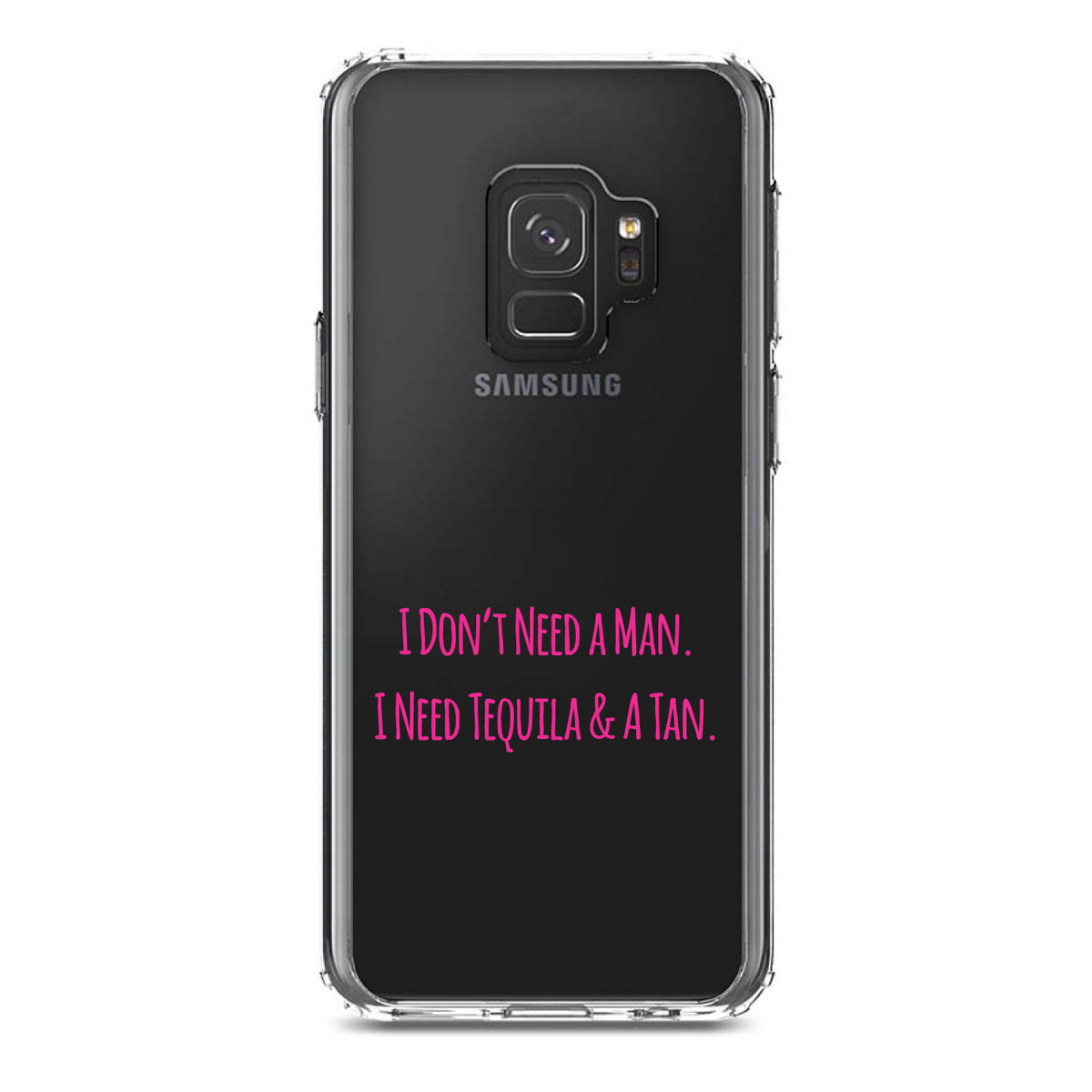 Don't Need A Man. Need Tequila & Tan, Pink Clear Shockproof iPhone Case, view 19