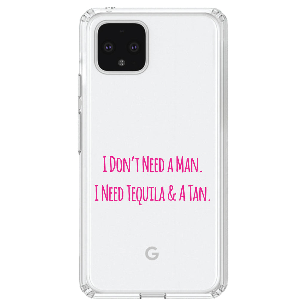 Don't Need A Man. Need Tequila & Tan, Pink Clear Shockproof iPhone Case, view 23