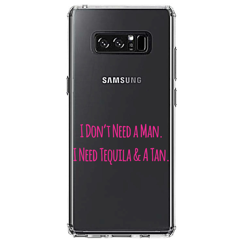 Don't Need A Man. Need Tequila & Tan, Pink Clear Shockproof iPhone Case, view 12