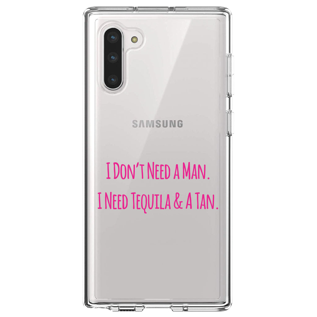 Don't Need A Man. Need Tequila & Tan, Pink Clear Shockproof iPhone Case, view 9