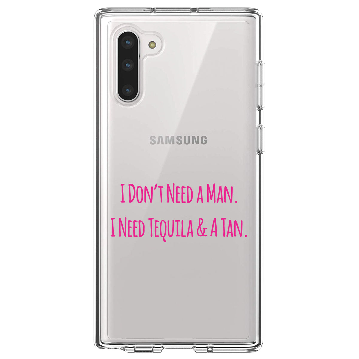 Don't Need A Man. Need Tequila & Tan, Pink Clear Shockproof iPhone Case, view 9