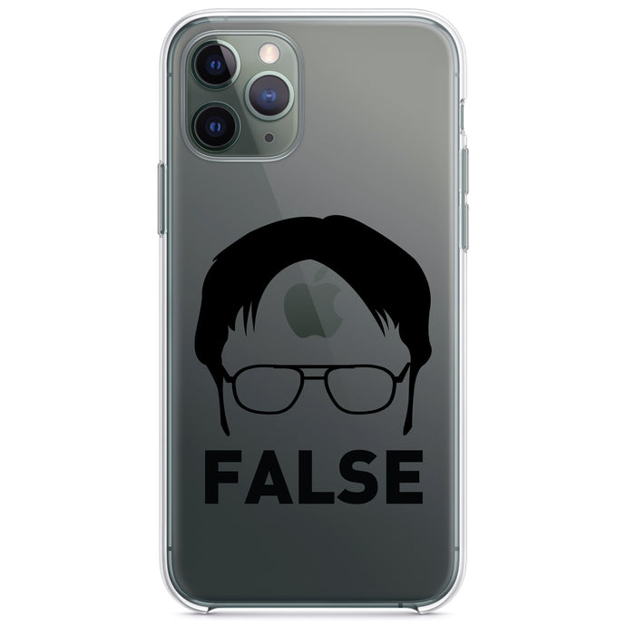 DistinctInk® Clear Shockproof Hybrid Case for Apple iPhone / Samsung Galaxy / Google Pixel - Dwight Silhouette - FALSE