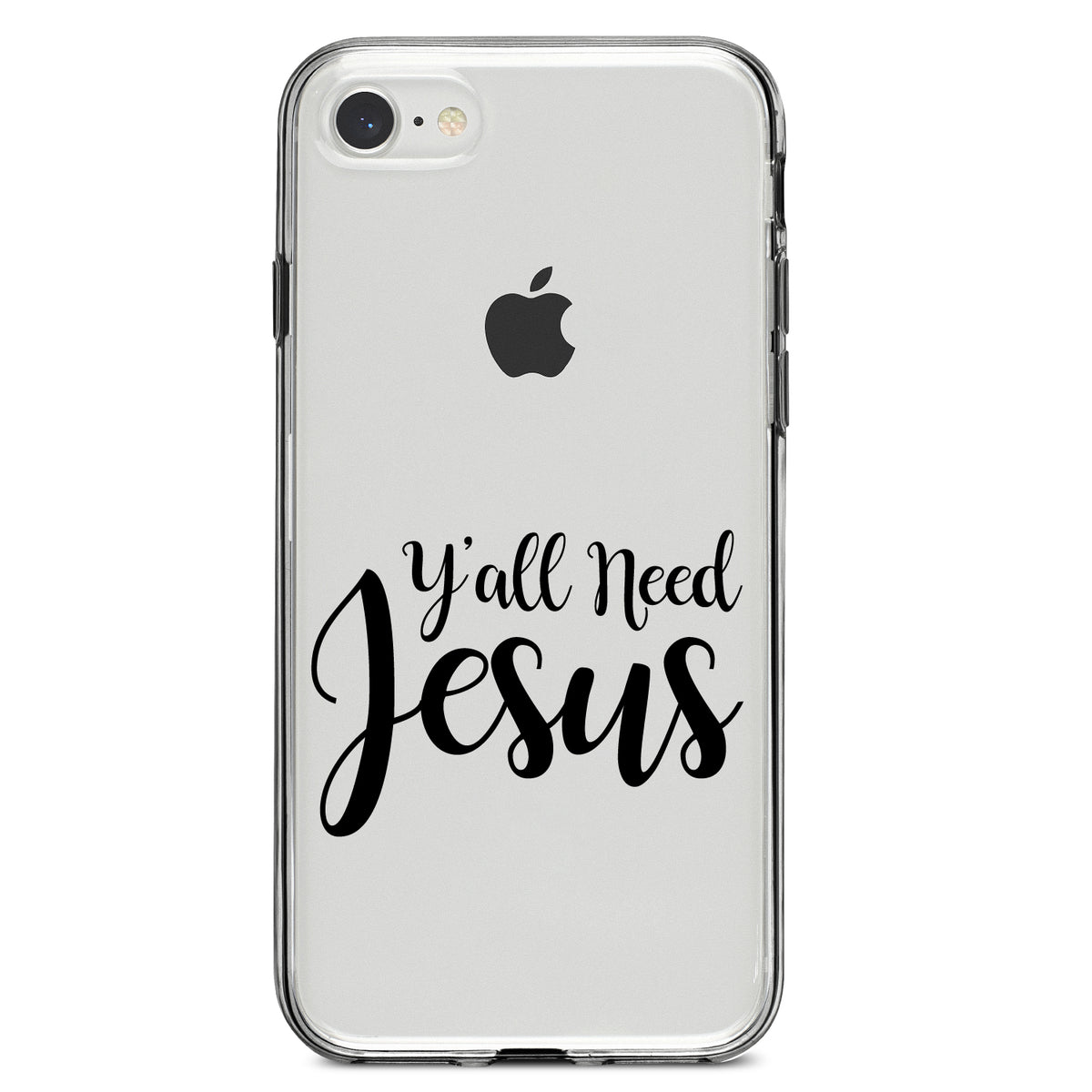 Y'All Need Jesus, Black Clear Shockproof iPhone Case, view 5