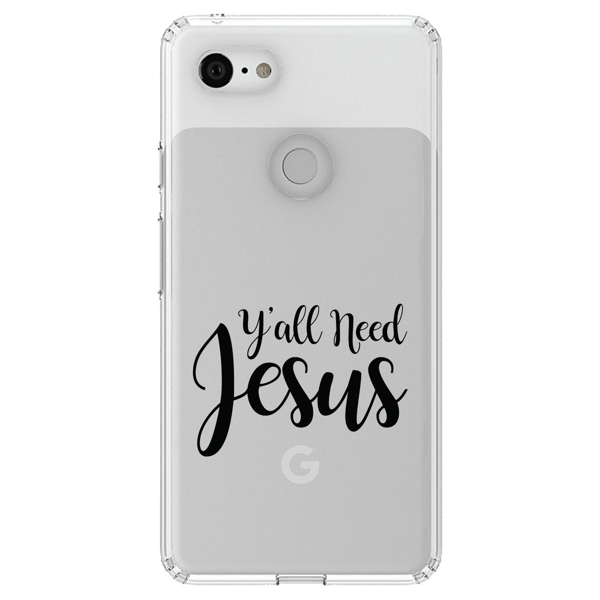 Y'All Need Jesus, Black Clear Shockproof iPhone Case, view 22