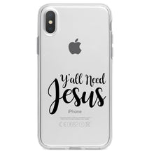 DistinctInk® Clear Shockproof Hybrid Case for Apple iPhone / Samsung Galaxy / Google Pixel - Y'All Need Jesus - Black