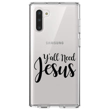 DistinctInk® Clear Shockproof Hybrid Case for Apple iPhone / Samsung Galaxy / Google Pixel - Y'All Need Jesus - Black
