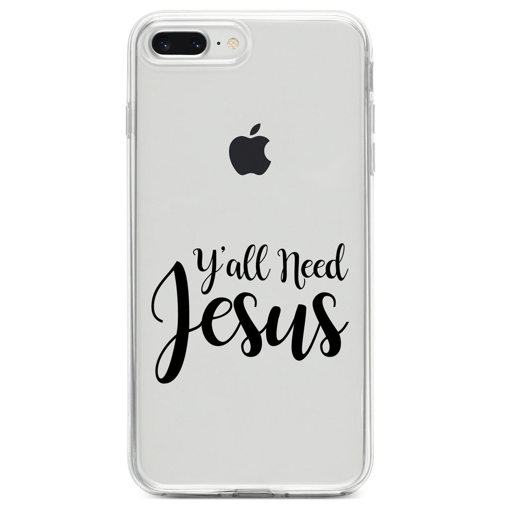 Y'All Need Jesus, Black Clear Shockproof iPhone Case, view 6