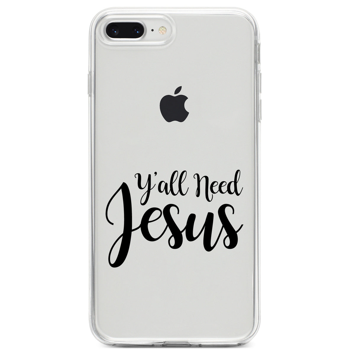 Y'All Need Jesus, Black Clear Shockproof iPhone Case, view 6