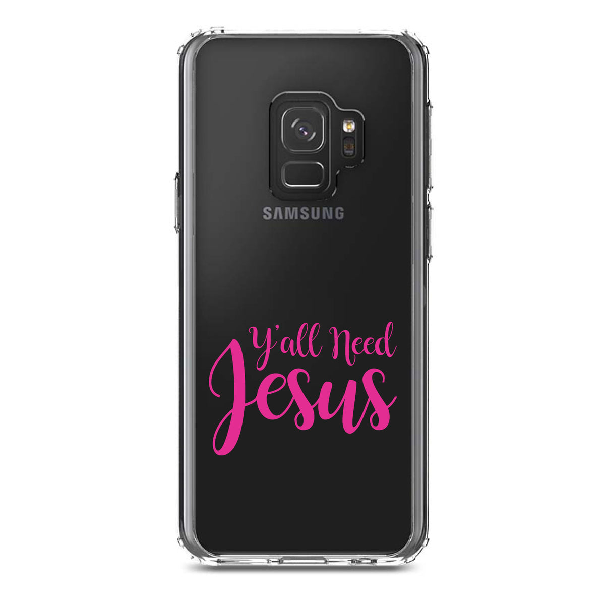 Y'All Need Jesus, Hot Pink Clear Shockproof iPhone Case, view 19