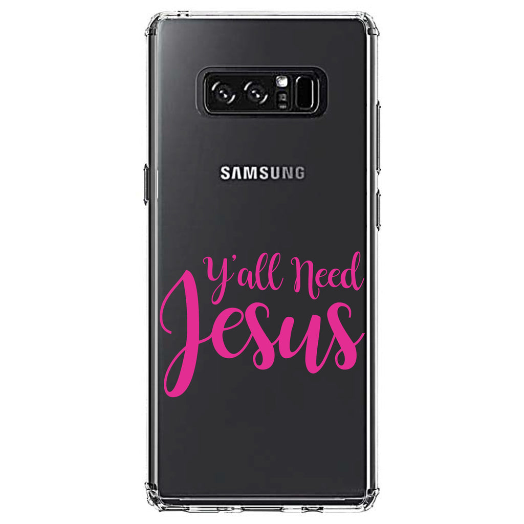 Y'All Need Jesus, Hot Pink Clear Shockproof iPhone Case, view 12