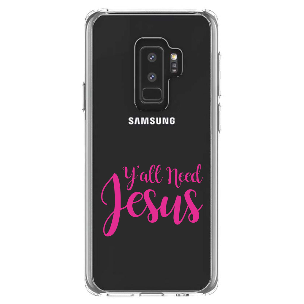 Y'All Need Jesus, Hot Pink Clear Shockproof iPhone Case, view 20