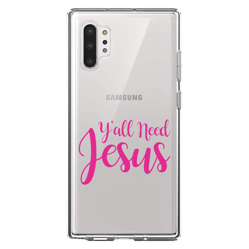 Y'All Need Jesus, Hot Pink Clear Shockproof iPhone Case, view 10