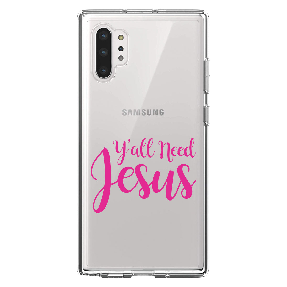 Y'All Need Jesus, Hot Pink Clear Shockproof iPhone Case, view 10