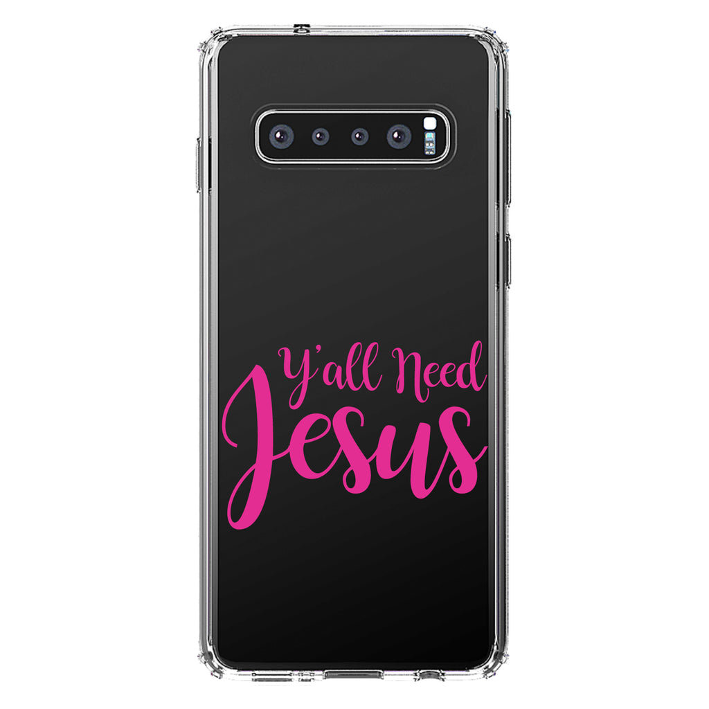 Y'All Need Jesus, Hot Pink Clear Shockproof iPhone Case, view 17
