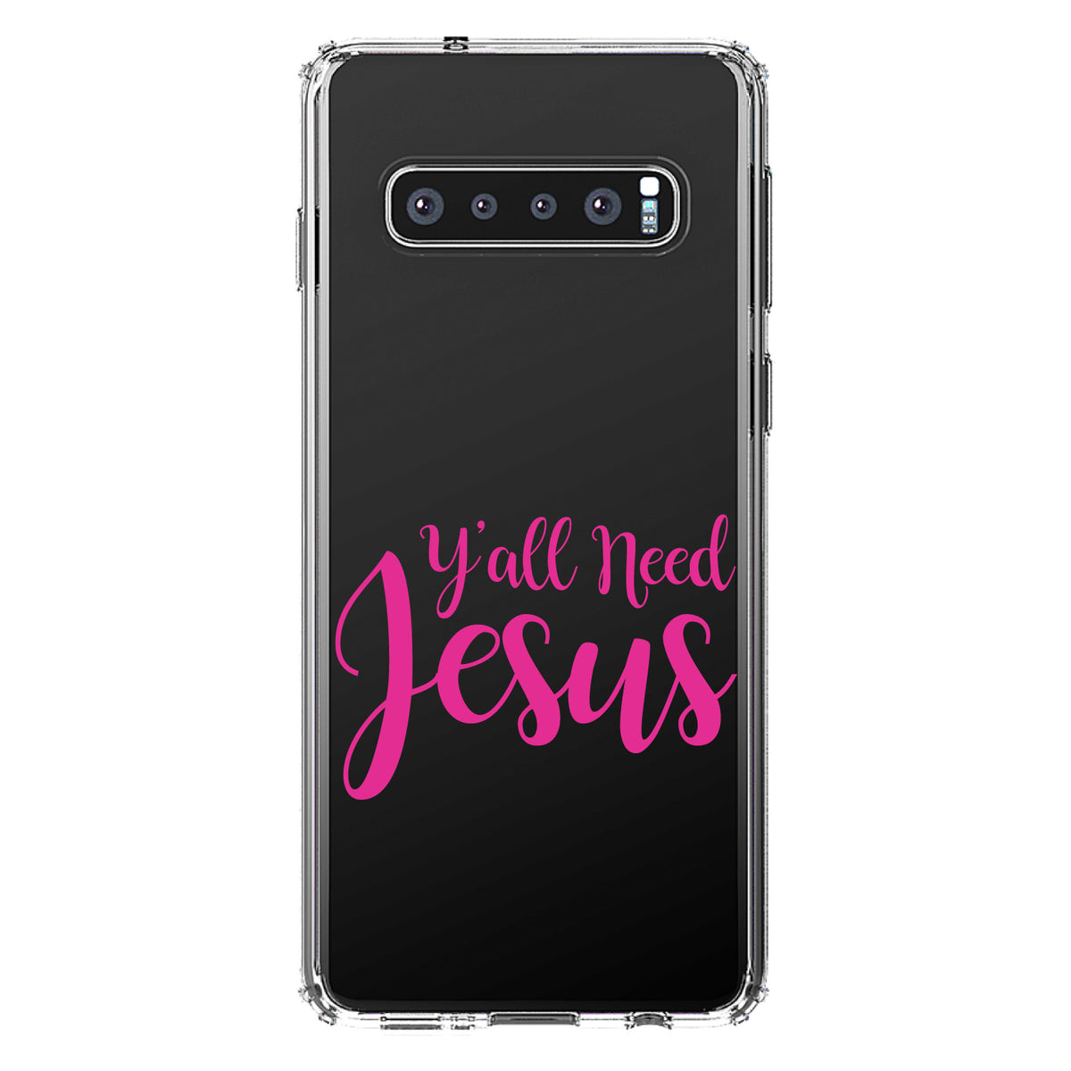 Y'All Need Jesus, Hot Pink Clear Shockproof iPhone Case, view 17