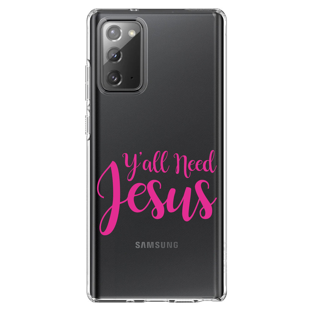 Y'All Need Jesus, Hot Pink Clear Shockproof iPhone Case, view 7