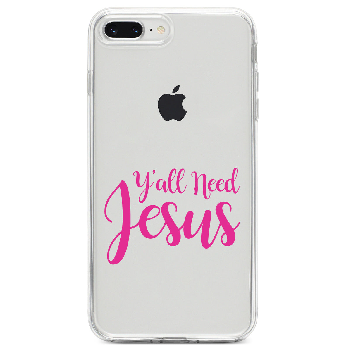 Y'All Need Jesus, Hot Pink Clear Shockproof iPhone Case, view 6