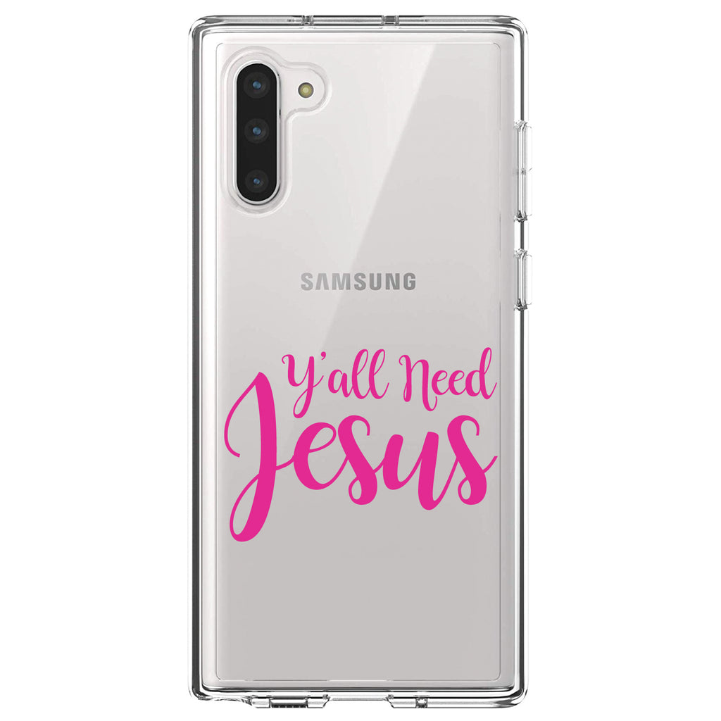 Y'All Need Jesus, Hot Pink Clear Shockproof iPhone Case, view 9