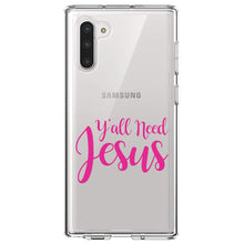 DistinctInk® Clear Shockproof Hybrid Case for Apple iPhone / Samsung Galaxy / Google Pixel - Y'All Need Jesus - Hot Pink
