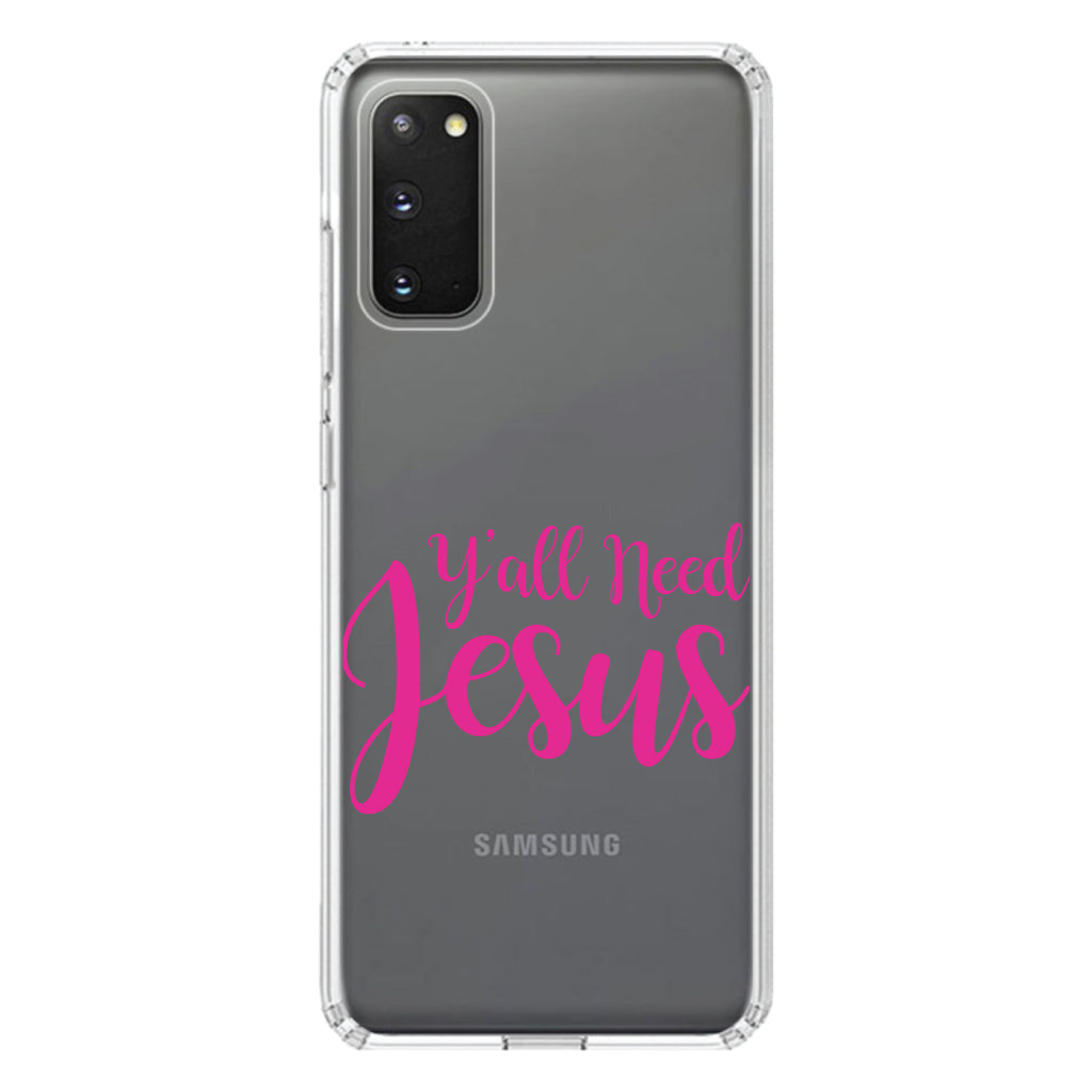 Y'All Need Jesus, Hot Pink Clear Shockproof iPhone Case, view 13