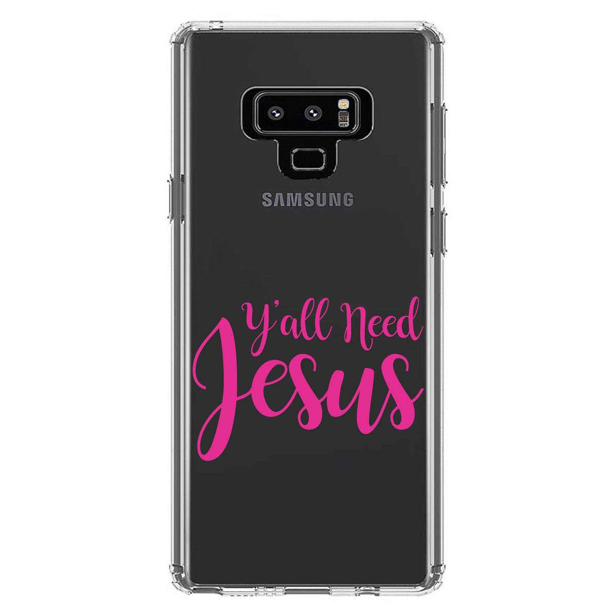 Y'All Need Jesus, Hot Pink Clear Shockproof iPhone Case, view 11