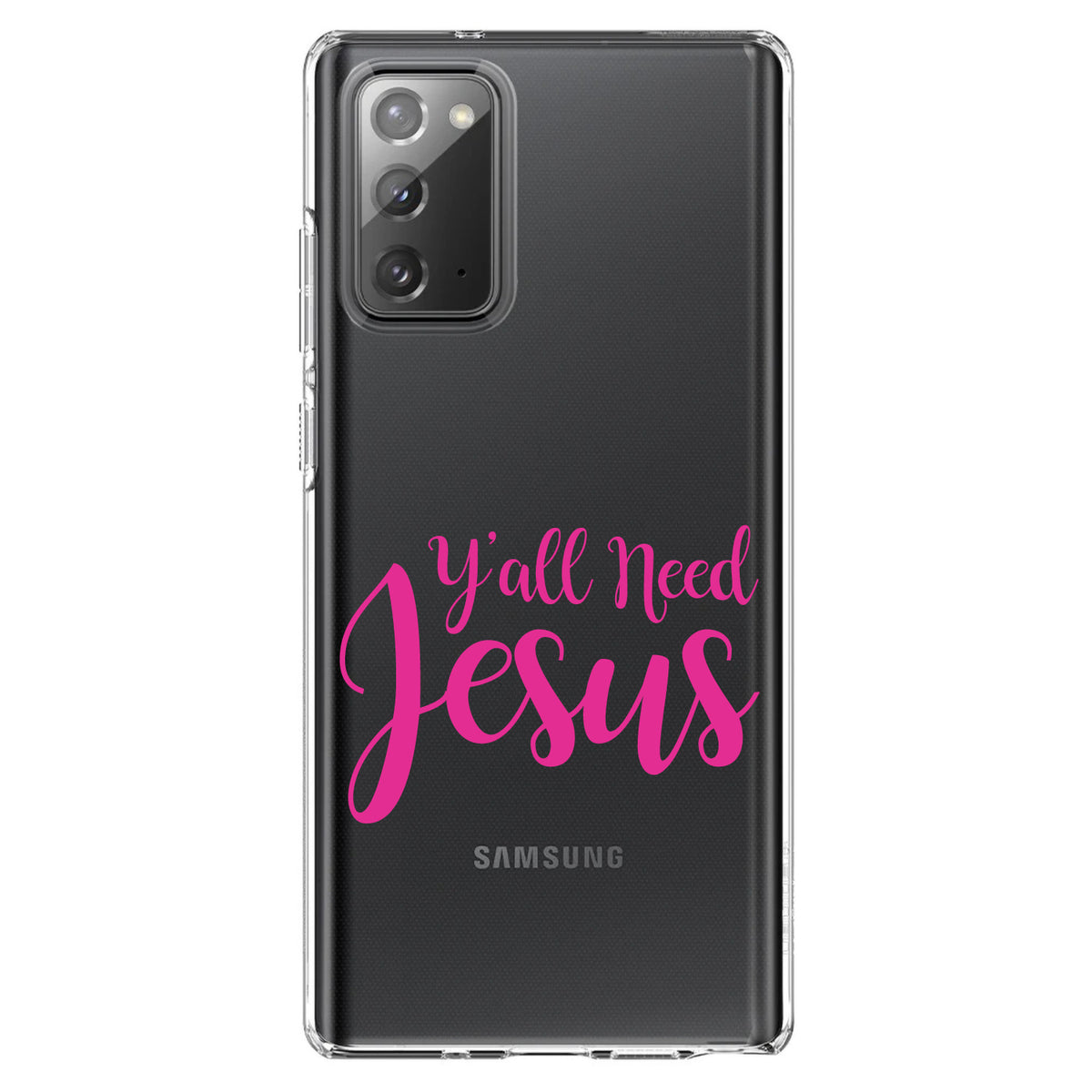 Y'All Need Jesus, Hot Pink Clear Shockproof iPhone Case, view 8