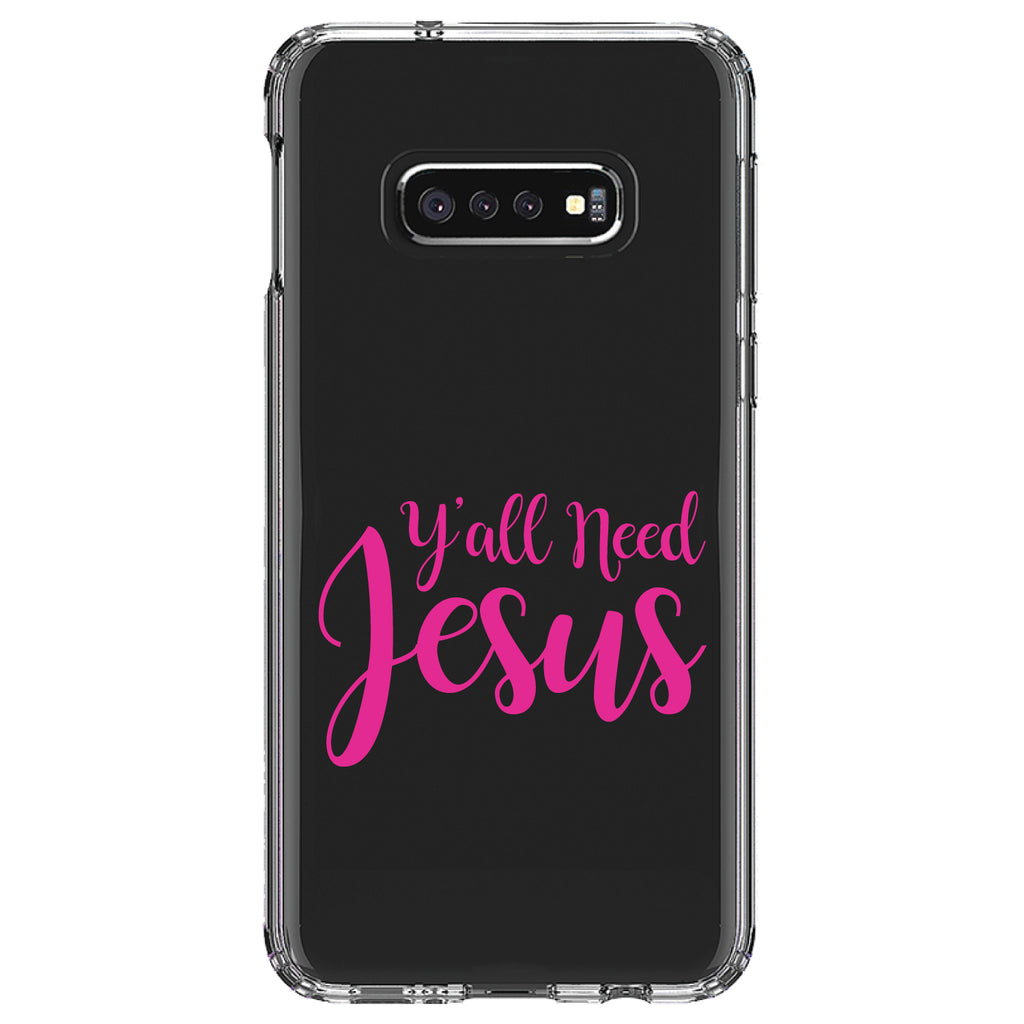 Y'All Need Jesus, Hot Pink Clear Shockproof iPhone Case, view 18