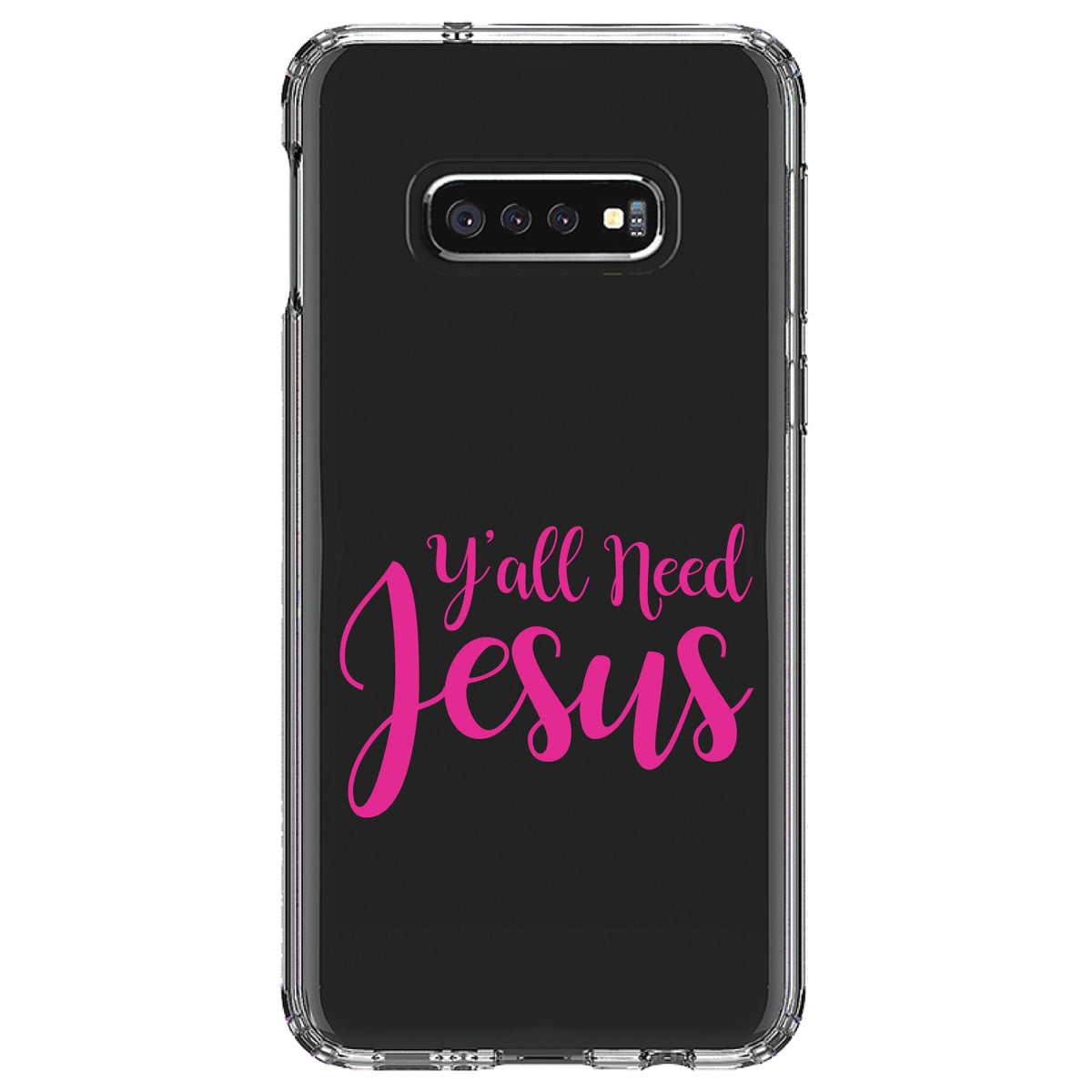 Y'All Need Jesus, Hot Pink Clear Shockproof iPhone Case, view 18