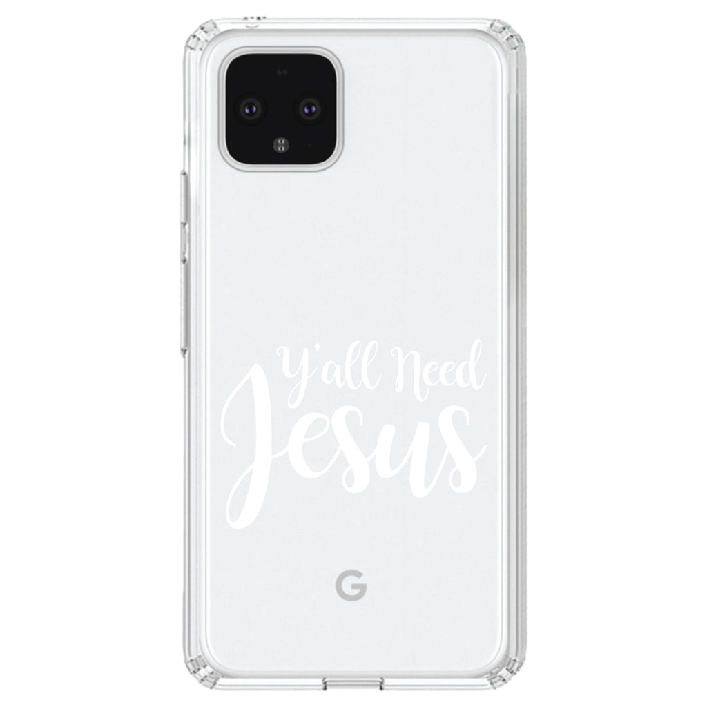Y'All Need Jesus, White Clear Shockproof iPhone Case, view 23