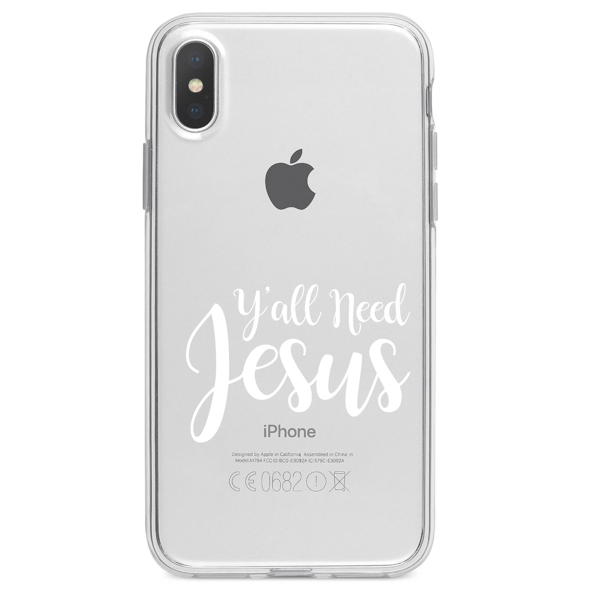 Y'All Need Jesus, White Clear Shockproof iPhone Case, view 2