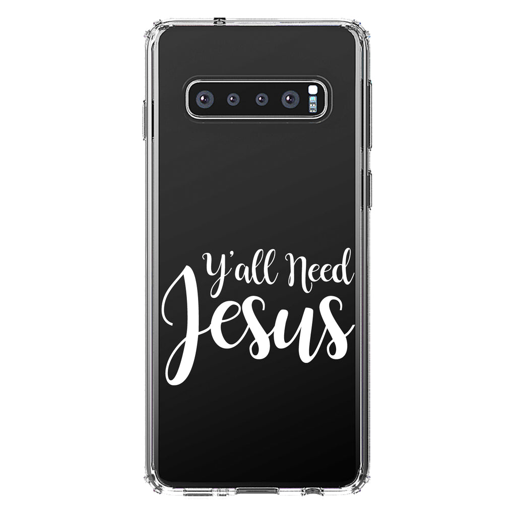 Y'All Need Jesus, White Clear Shockproof iPhone Case, view 16
